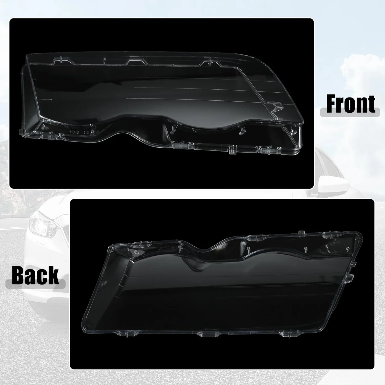 Ingenious-Right Car Headlight Lens Cover Lamp Shade Lens Head Light Shell Cover For BMW E46 3-Series 4-Doors 320 325 330 1998-20