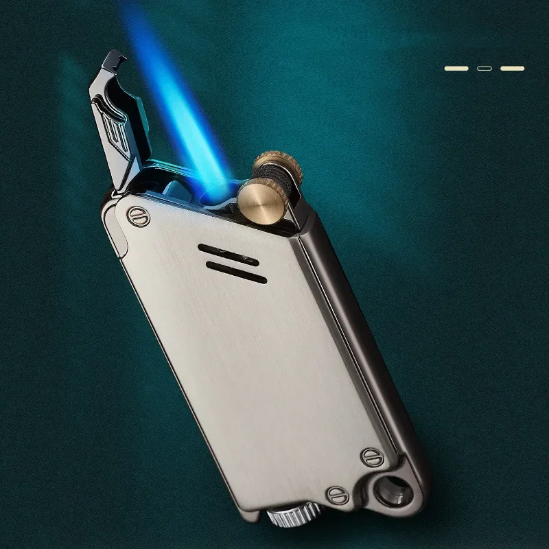 New Unusual Mechanical Sense Jet Torch Lighter Windproof Waterproof Inflatable Butane Cigarette Lighter Smoking Accessories Cool