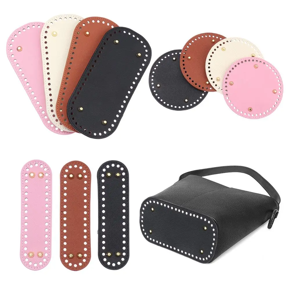 Material DIY With 52 holes Crochet Bag Bag Accessories PU leather Long Bag Bottom for Knitted Bag