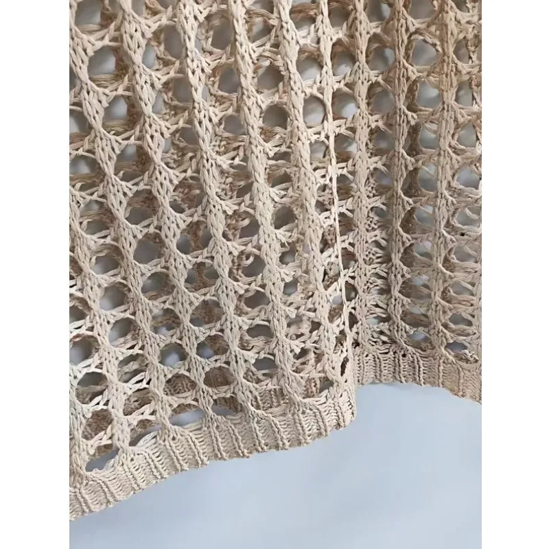 

2026 Summer Sexy Hollow Knitted Sweater Vacation Beach Blouse Top