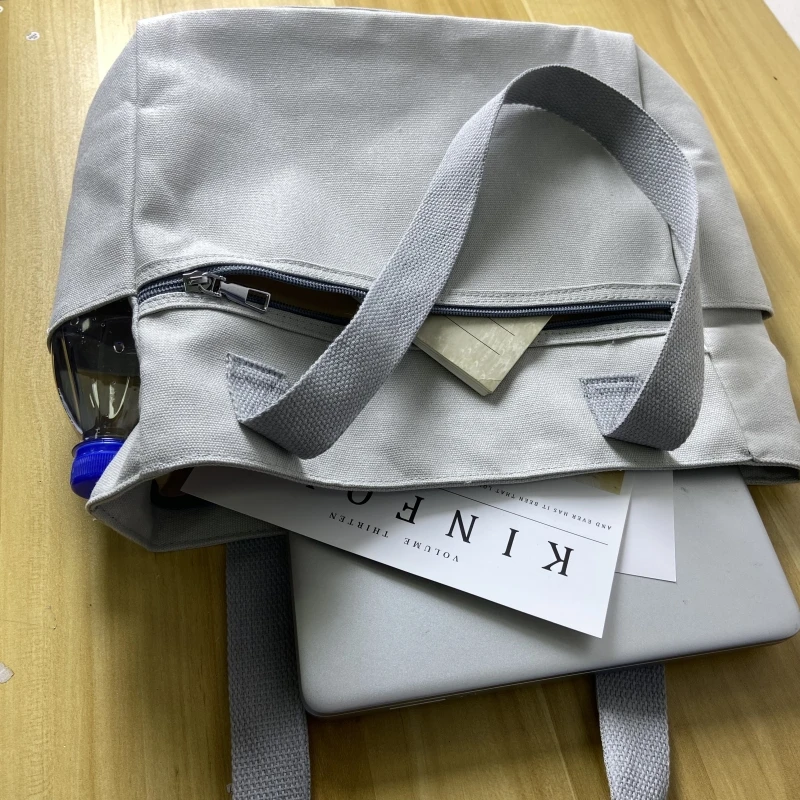 Styl Preppy torba na ramię Unisex pojemna torba na co dzień uniwersalna torba na jednolite płótno dla uczniów torba kwadratowa na zamek błyskawiczny