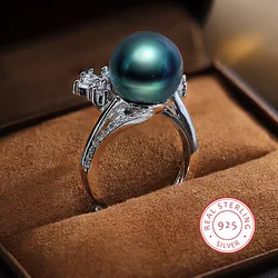 French Delicate Opening Purple Pearl Ring For Women 925 Silver Temperament Zircon Jewelry Ring Wedding Party Bridal Gift