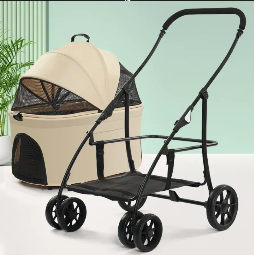 

Luxury Large Pet Strollers 4 Wheels Outdoor Travel Pet Dog Trolley With Removable Easy Fold Pet Stroller for Cats & Dogs