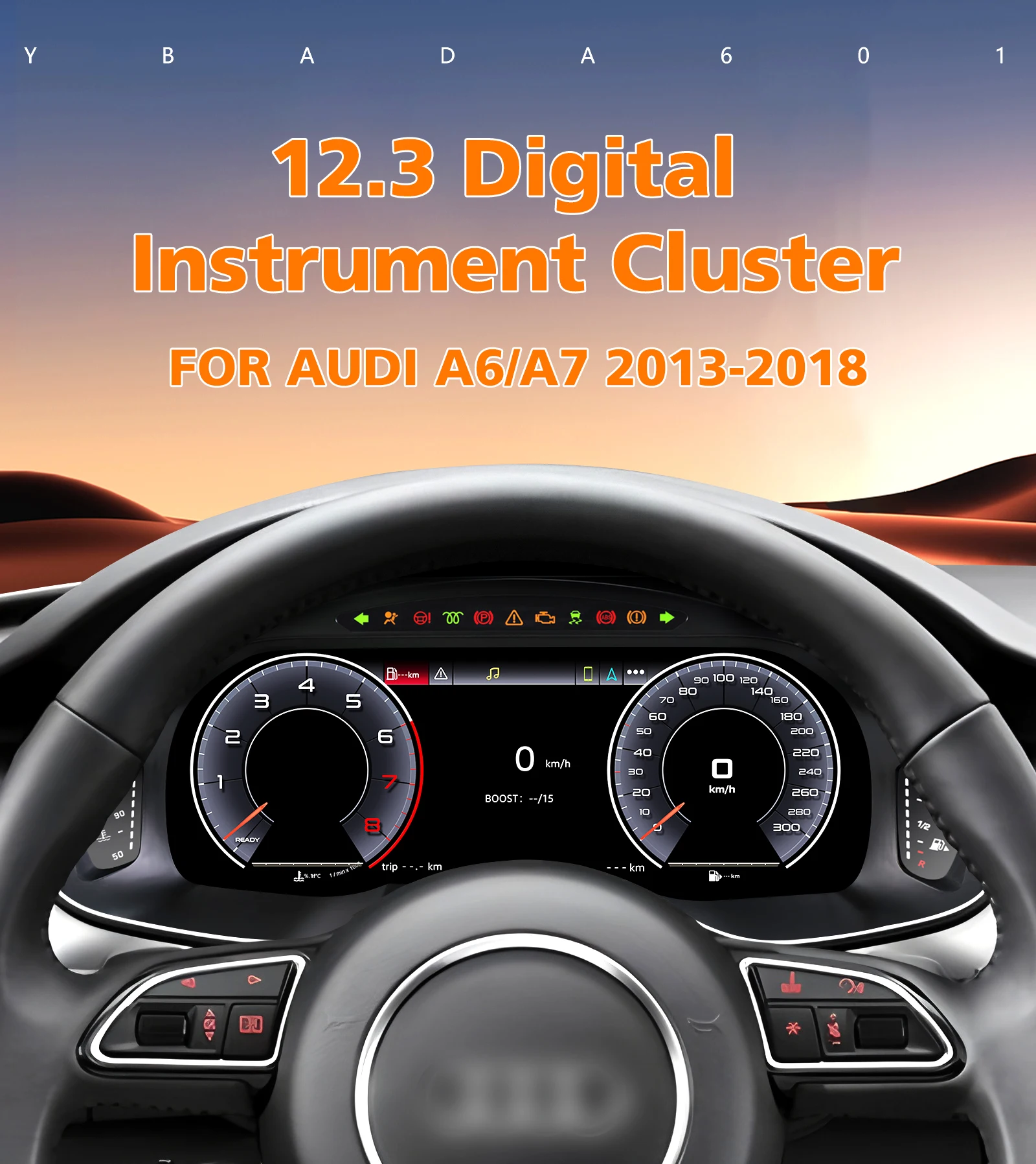 12,3-Zoll Digitales Kombiinstrument für AUDI A6 A7 2013 - 2018 Tachometer Armaturenbrett 1920*720 HD-Bildschirm Carplay Android Auto