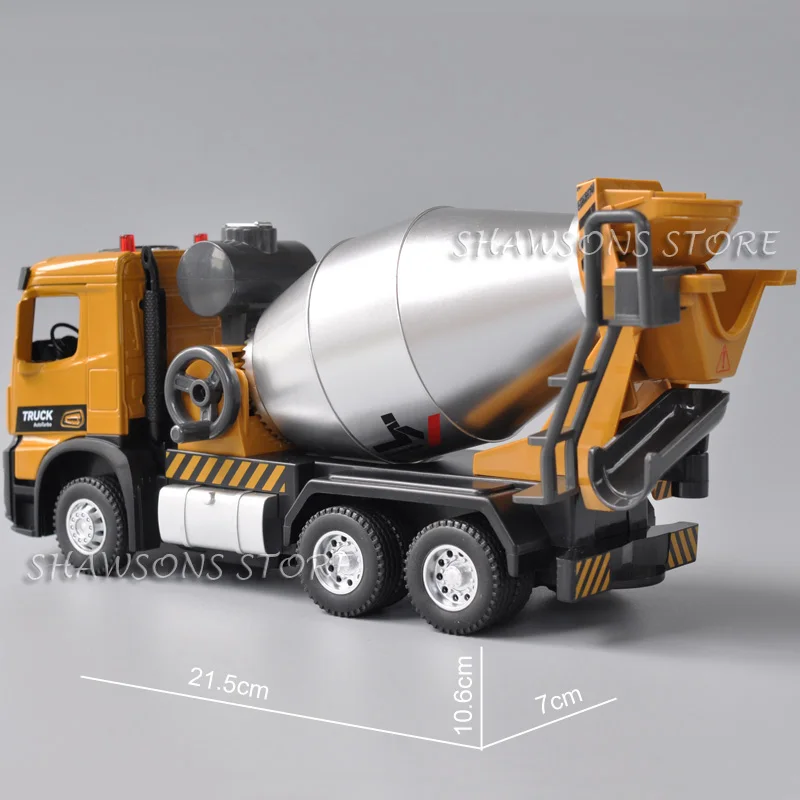 1:36 Diecast Engineering Vehicle Model Toy Concrete Mixer Truck Miniature Replica Pull Back With Sound & Light Big