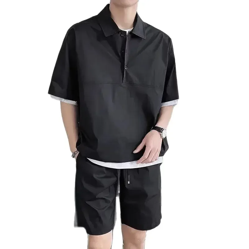 Golf Suits Summer Men\'s Golf Wear 2024 New Two Piece Set Golf Clothing Men Sports Golf Tee + Casual Shorts