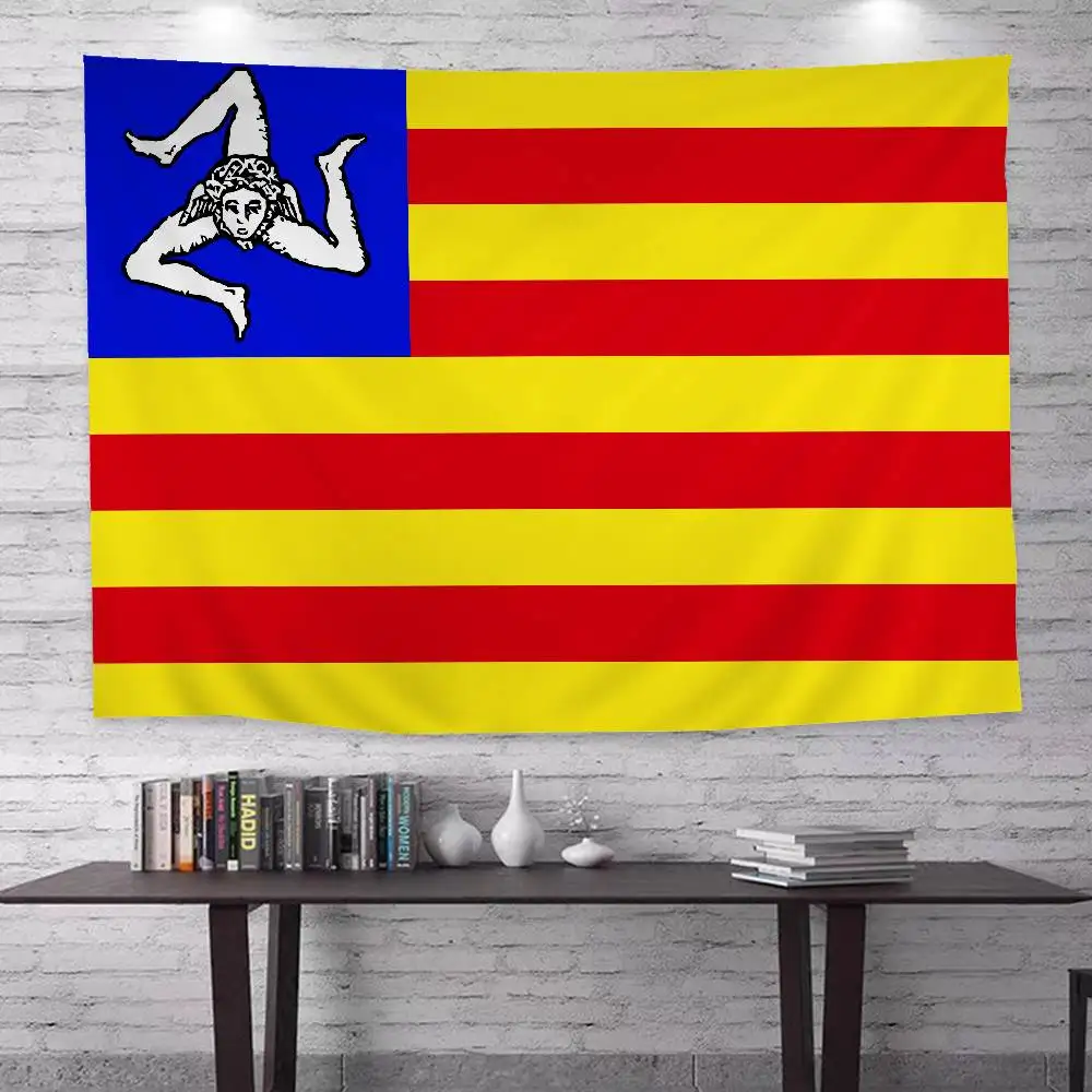 S-Sicilian Flag Printed Large Wall Tapestry Cheap Hippie Wall Hanging Bohemian Wall Tapestries Mandala Home Decor
