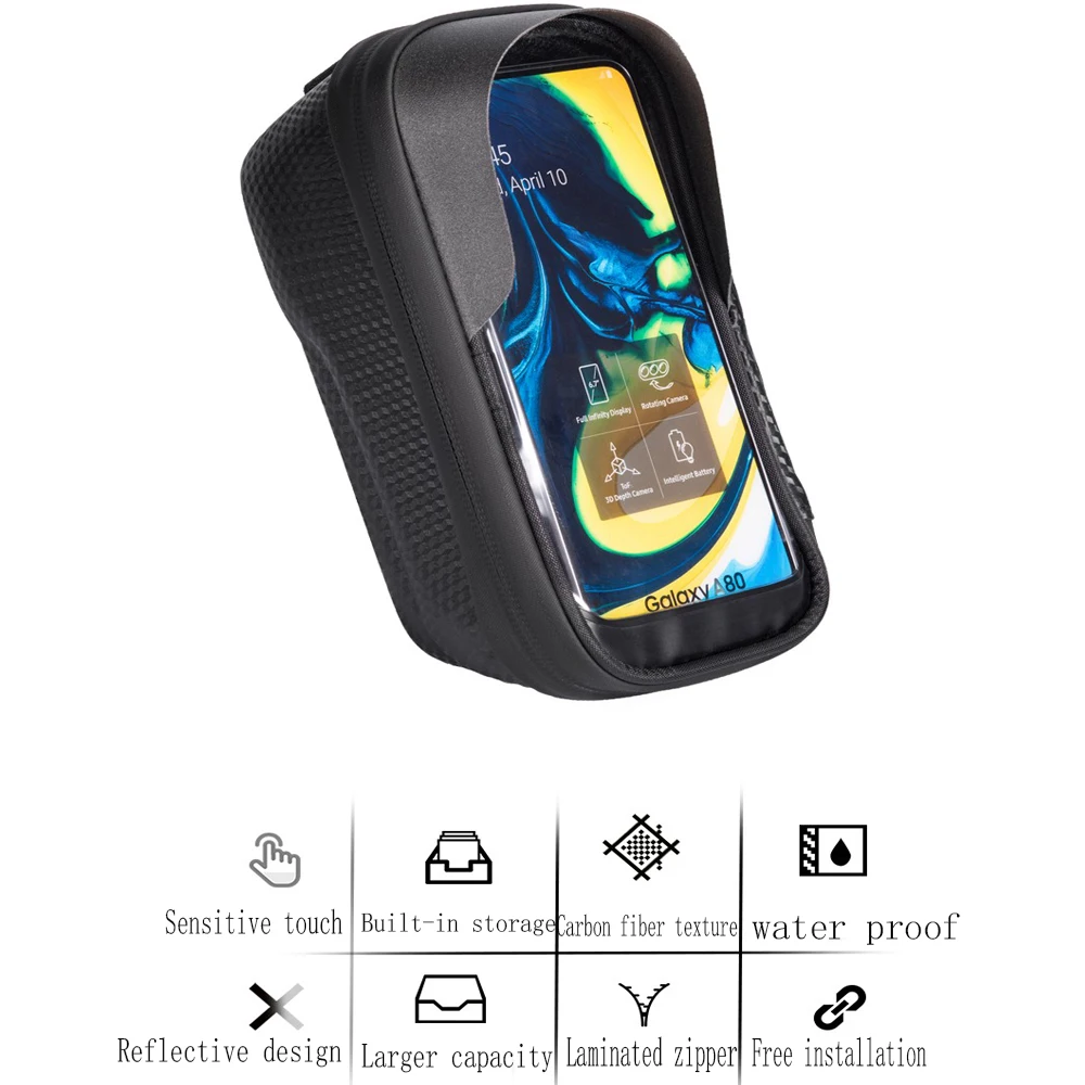 Bicycle Bag Cycling Top Front Tube Frame Bag Waterproof 6.5 Inches Phone Case Storage Touch Screen MTB Road Bike Bag