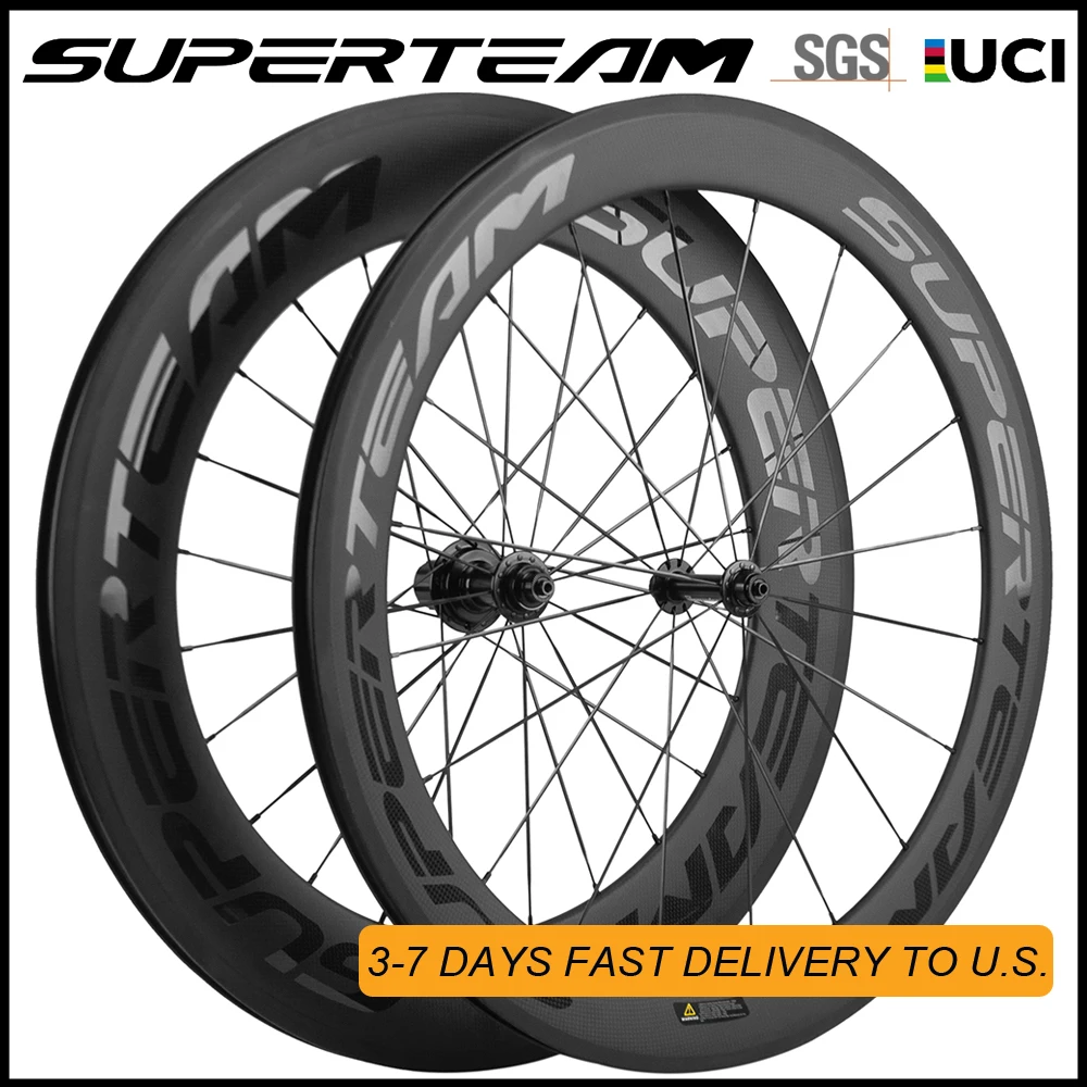 

SUPERTEAM Classic Wheels 700C Front 60mm Rear 88mm Carbon Wheelset Road Bicycle UCI Carbon Fiber Wheels