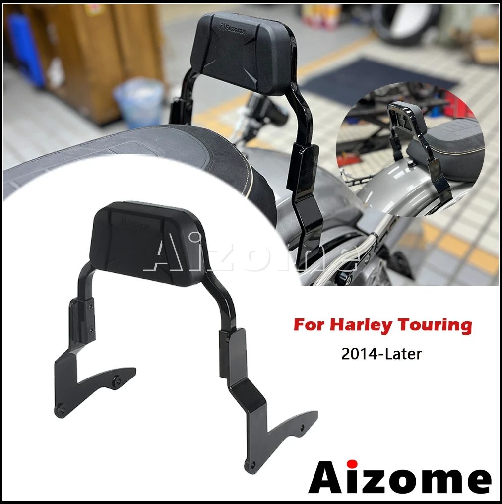 

Motorcycle Rear Passenger Sissy Bar Short Backrest Cushion Pad Kit For Harley Touring Electra Road Street Glide Road King 2014+