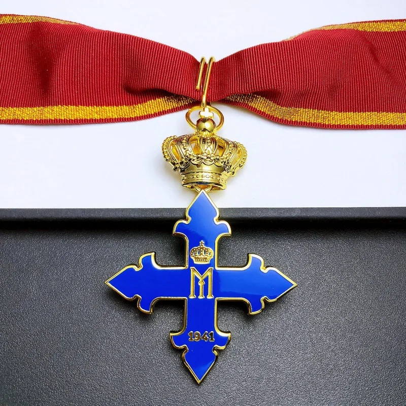 Romanian Mitchell Neckband Ribbon Medal Cross Badge Blue Pin Collection Craft Gift for Men and Women