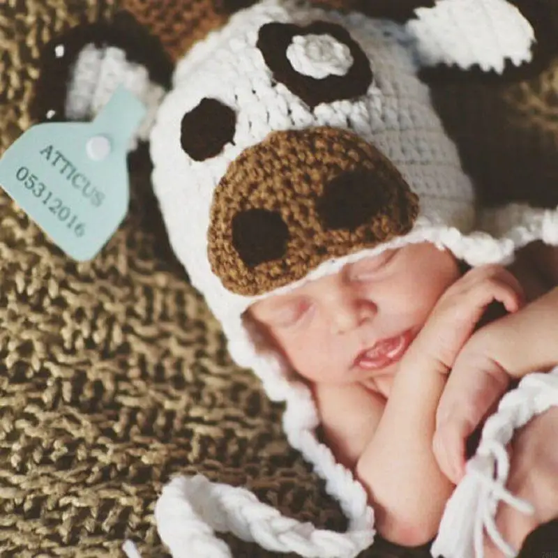 76HF Baby Soft Woolen Romper+Hat Set Newborn Photography Props Bodysuit Jumpsuit
