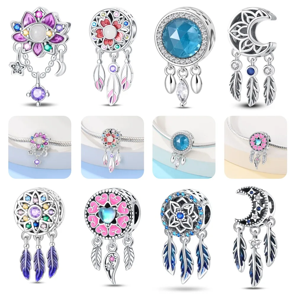 925 Sterling Silver Glow In The Dark Spiritual Dreamcatcher Charms Fit For Bracelet Necklace Diy Jewelry Making Gift For Women