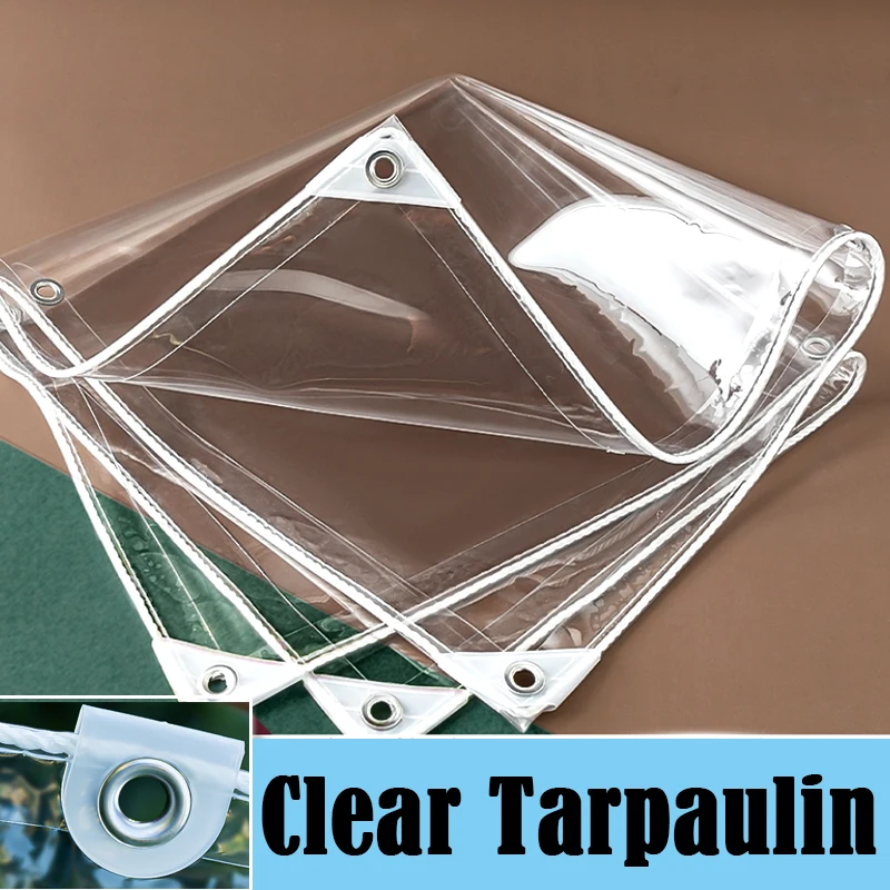 

Thick 0.35mm Transparent Tarpaulin Clear Vinyl Tarp Windows Windproof Keep Warm Screen Terrace Pergola Rainproof Cloth