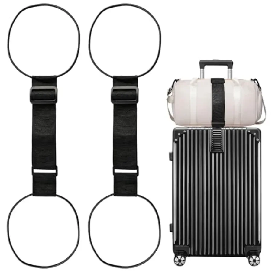 2 Pack Luggage Straps Elastic Strap for Suitcases Adjustable Black Travel essential luggage Elastic Belt, firm to secure carry