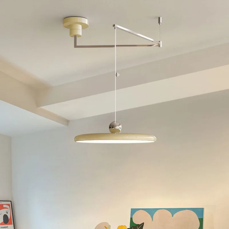 French Rocker arm LED Chandelier Cream Style UFO Swing Arm Pendant lamp for Living Room Restaurant Bar Dining Table Hanging Lamp