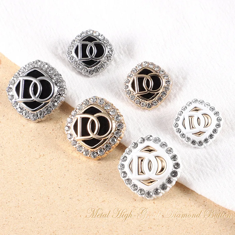 High-end Small Fragrant Metal Rhinestone Button 6PCS Of Shanked Clothes Cashmere Sweater Buckle