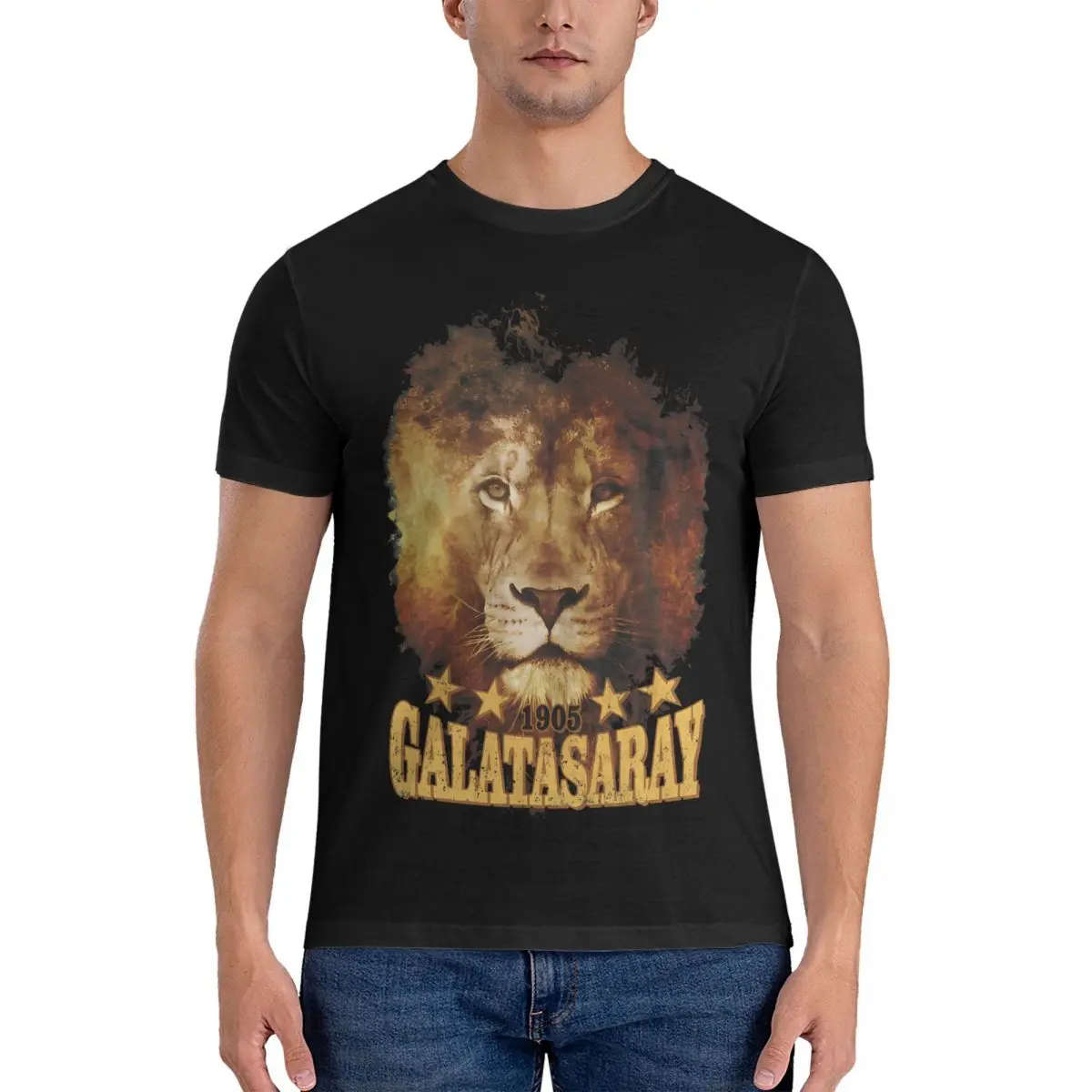 Fun Lion 1905 4 Stars T-Shirts Men Round Collar 100% Cotton T Shirt Galatasarays Short Sleeve Tees Party Tops