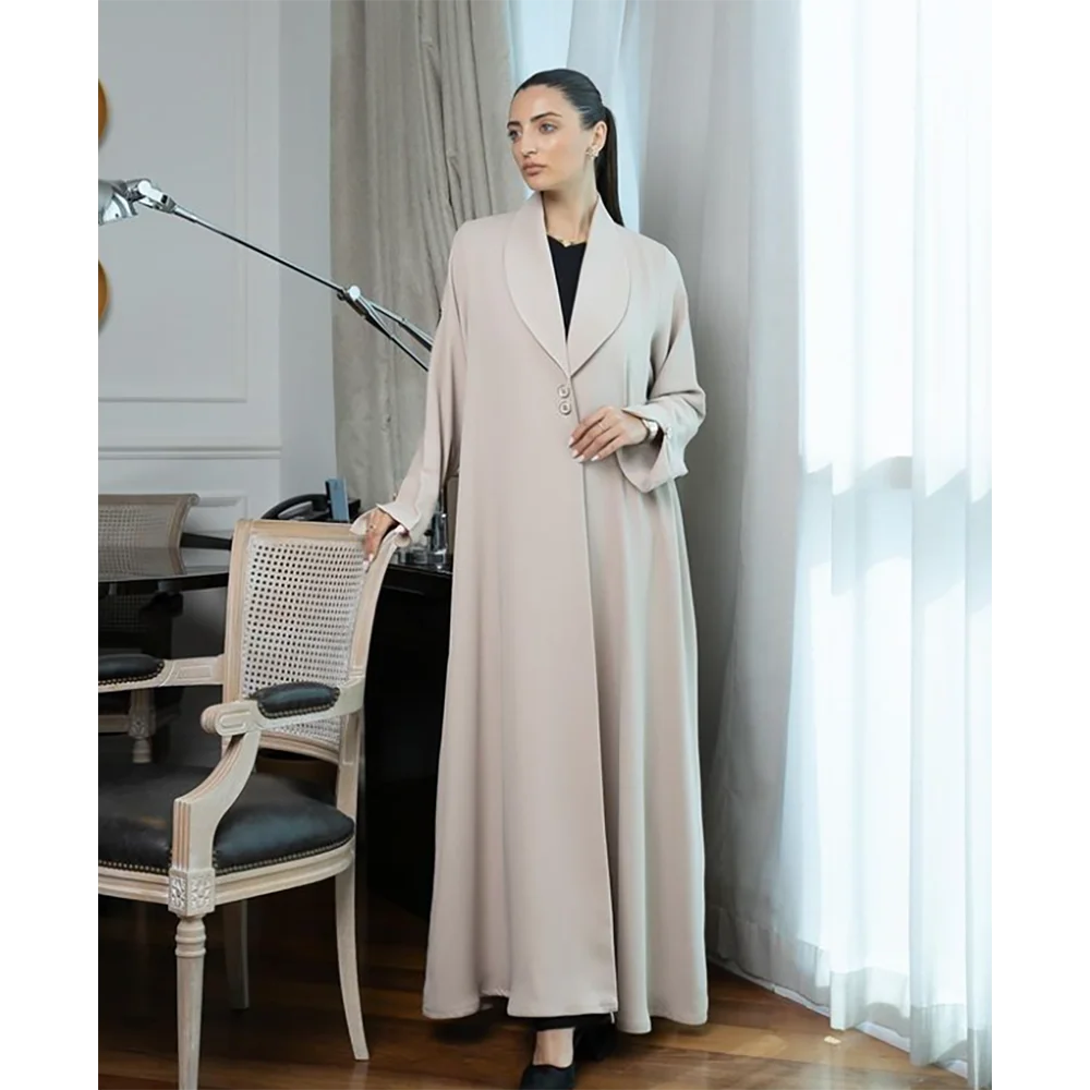 Loose Comfortable Women Long Jacket One Piece Female Daily Single Breasted Coat Formal Ankle Length Blazer Arabic Robe