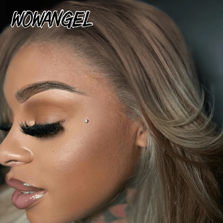 WOWANGEL 13x6 HD Lace Frontal Perücke Aschblond Balayage Body Wave Echthaarperücke Vorgezupft Ohne Klebstoff Tragefertige Perücke für Frauen – Detail 6