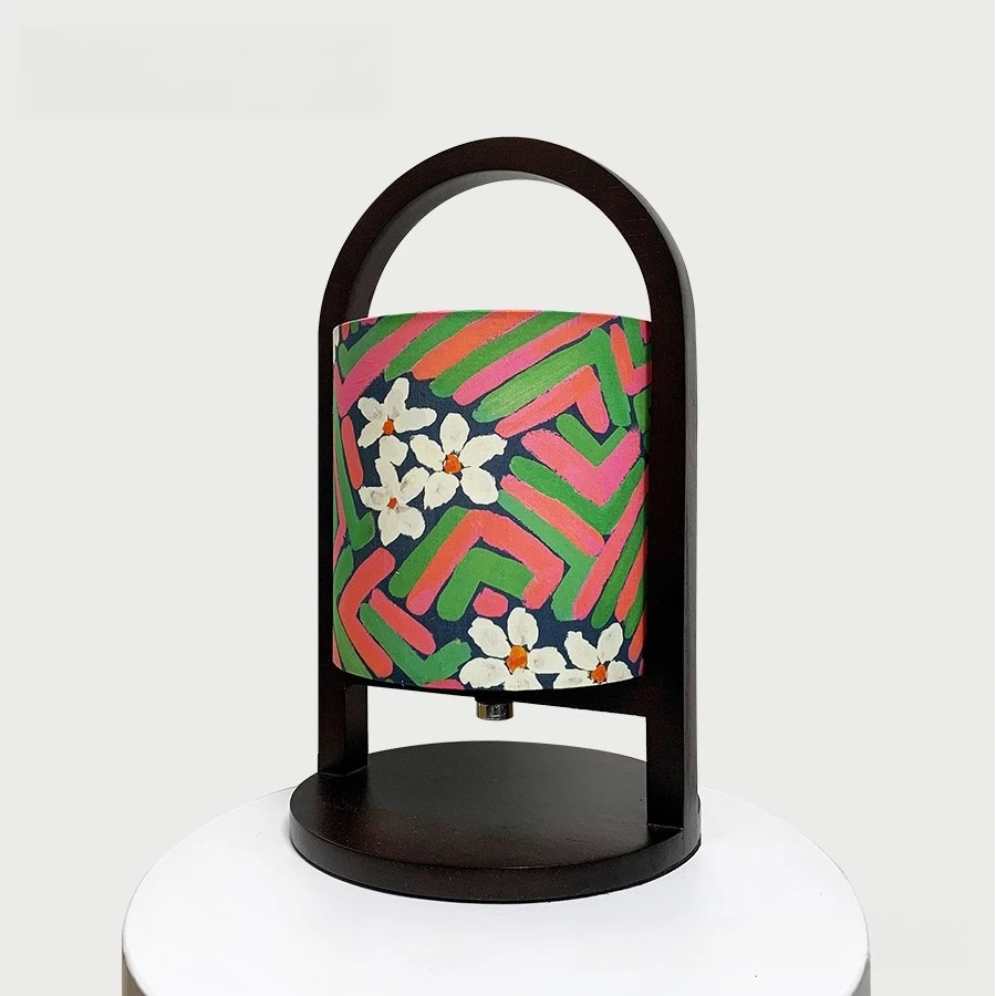Portable Wireless Charging Table Lamp: Liberty Fabric with Mid-Century Ambiance, Imported Textile & Unique Decor Gift