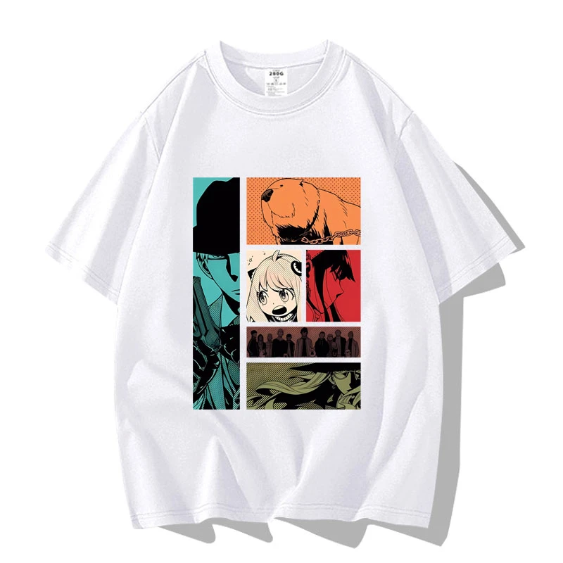 مينيسو جاسوس X الأسرة انمي ياباني أنيا فورجر جرافيك طباعة تي شيرت الشارع الشهير الرجال النساء موضة قصيرة الأكمام حجم كبير للجنسين #3