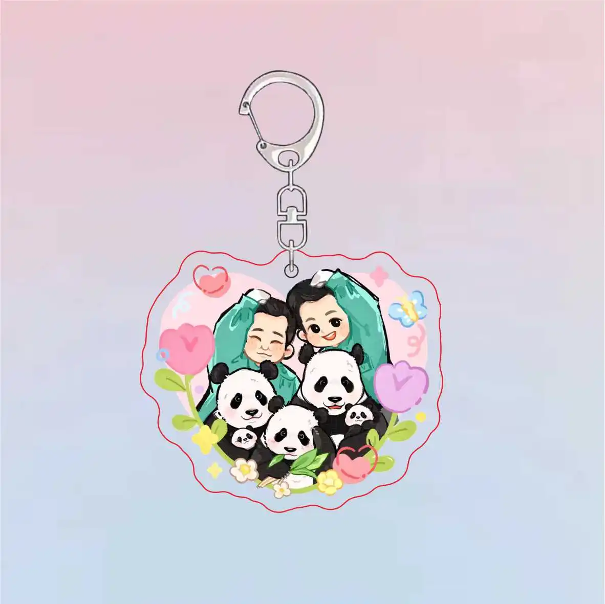 Cute Panda Key Chain Fubao Animals Earphone Schoolbag Keychain Pendant Diy Accessories Korean Ins Keychain 6CM