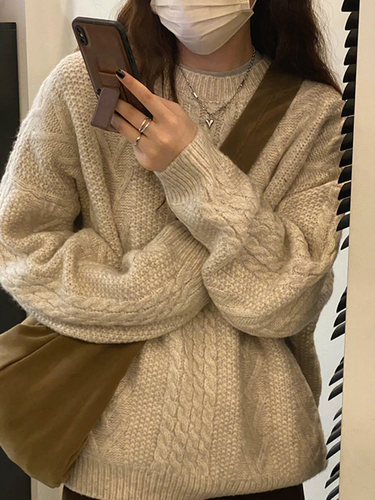 

Korean Lazy Sle Women's Thiened Knitted Sweater Inner Wear Spring Autumn Winter New Arrival High End Sweet Sle Long Sle...