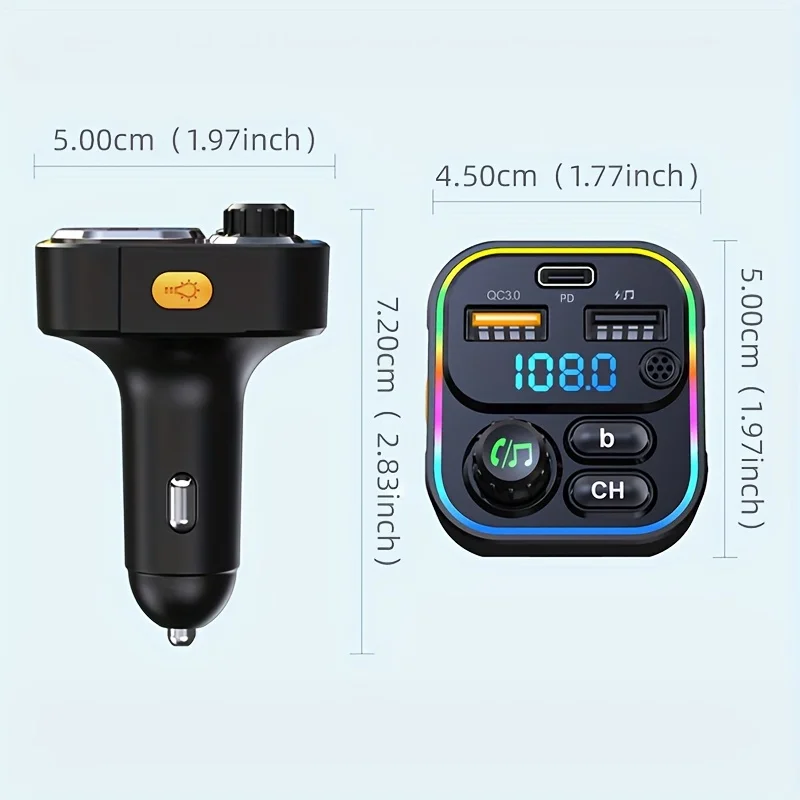 FM Transmitter Bluetooth 5.3 Handsfree Car AUX Radio Modulator MP3 Player with PD20W QC3.0 Fast Charge Adapter Car Accessories image 5