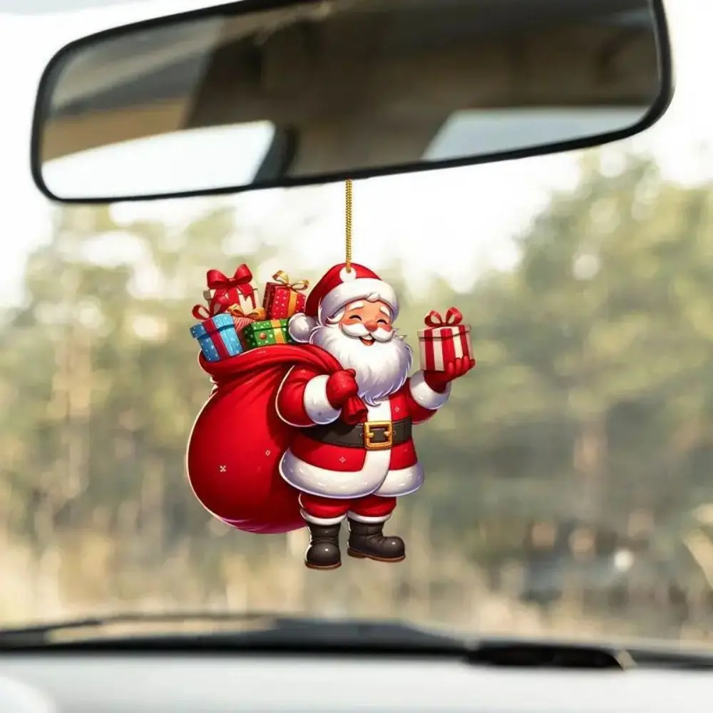

Cartoon Santa Claus Hanging Pendant Reindeer Snowman Christmas Tree Pendants 2D Flat Car Haning Pendants Holiday Party