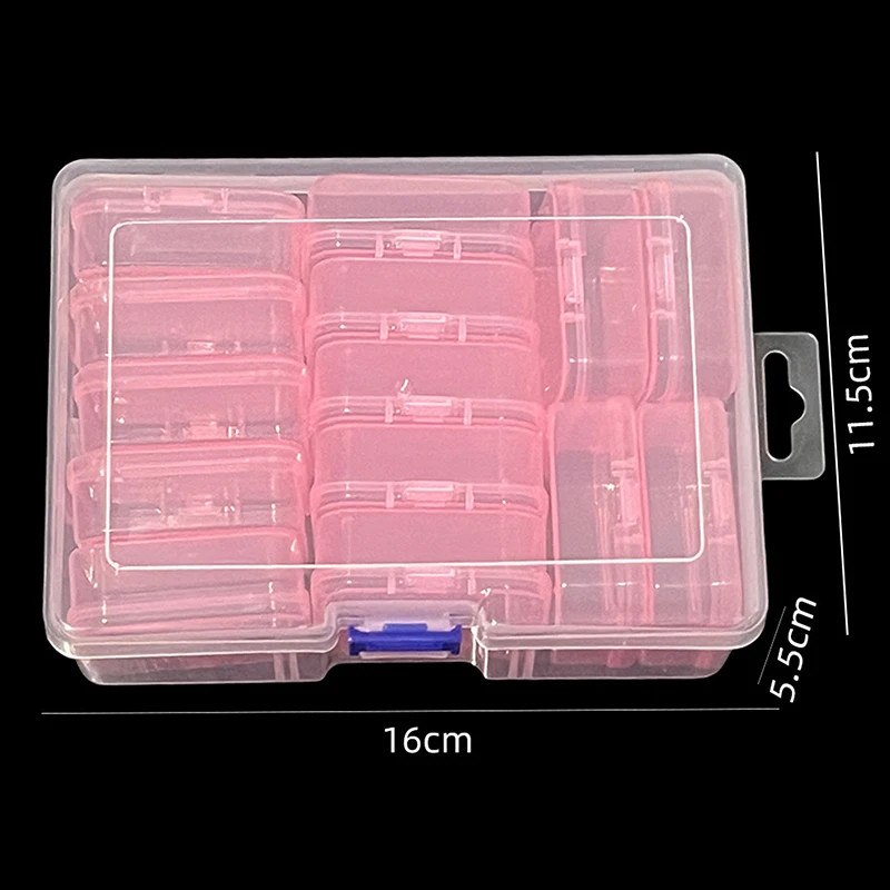 Mini caja de almacenamiento de joyas de plástico, contenedor de píldoras portátil con tapa transparente cuadrada, soporte de joyería, estuche de exhibición de pendientes de embalaje