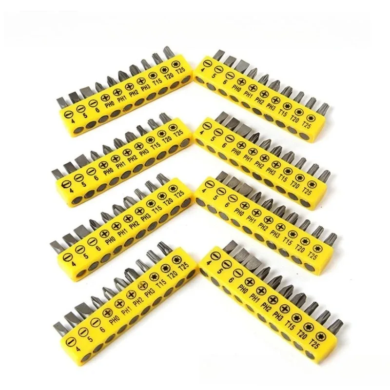 New 10pc 60mm Conversion Extension Rod Woodworking Power Tool Set Rubber Strip Cross Screwdriver Head Bit