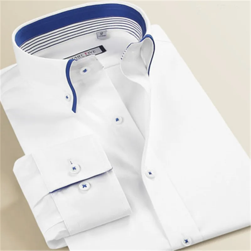 

Summer 100% Cotton White Shirts Men Wedding Formal Dress Shirts Clothing Camisa Social Masculina Long Sleeve Men Shirt Slim Fit