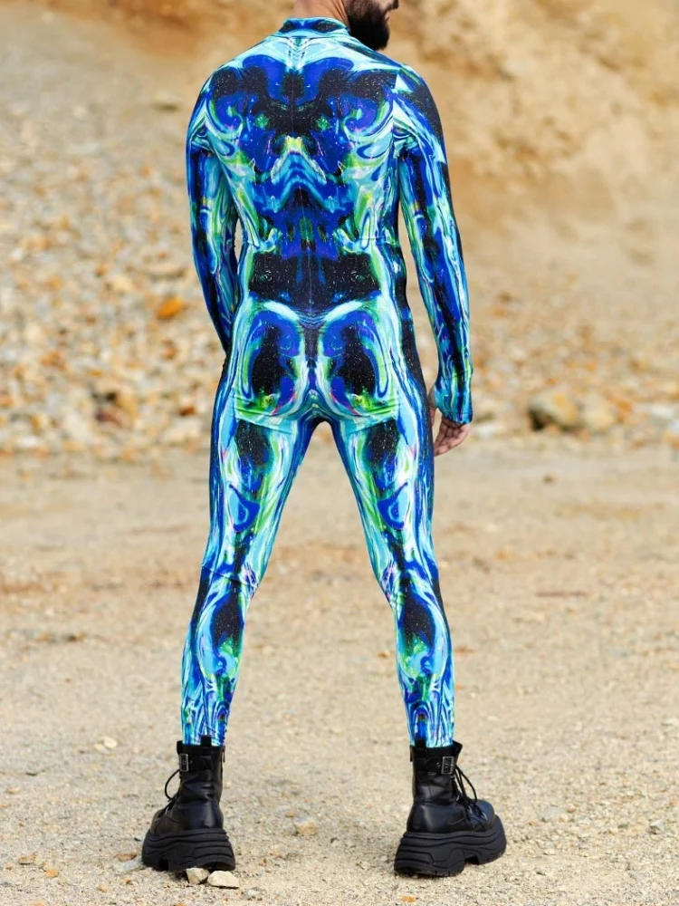 Kryształowe Niebieskie Jednoczęściowe Body Kostium Karykatury dla Dorosłych Mężczyzn i Kobiet Rajstopy Kostium na Halloween Karnawał Rajstopy 2025