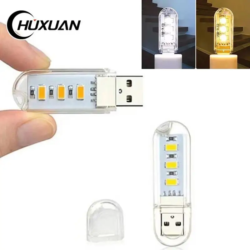 

Mini Portable USB 3 LED Lamp 5V Power 3000K-7000K Night Light For Laptop Mobile Power Bank