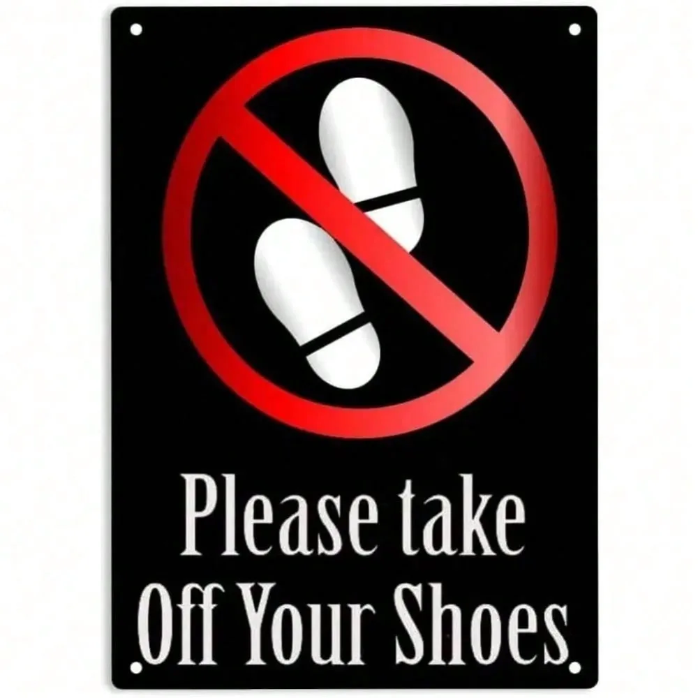 Ermuhey Please Take Off Your Shoes Sign Metal Tin Polite Reminder Wall Decor Home Office Restaurant Cafe