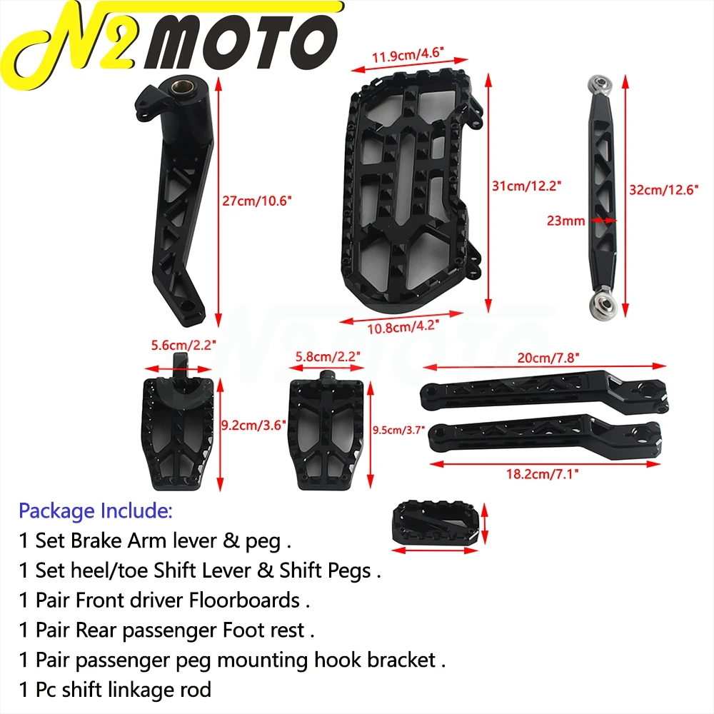 Motorcycle Front Driver Rear Passenger Floorboards Footrest Brake Arm Shift Lever Pegs Set For Harley FLHX FLHXS FLTR 2014-2026