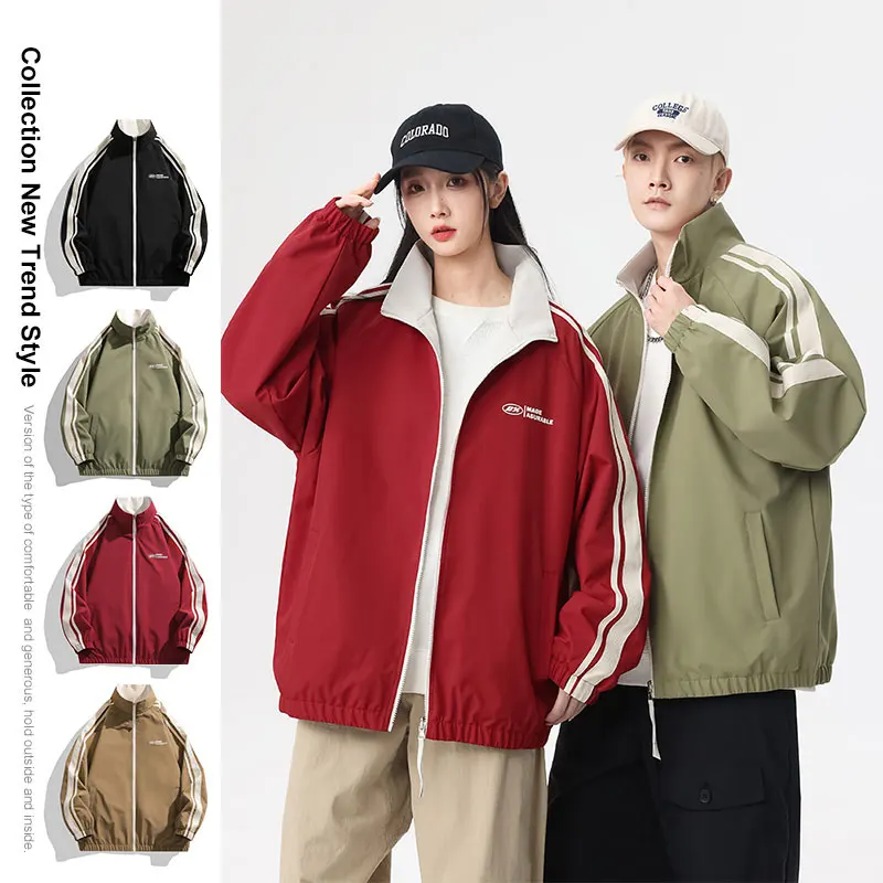 

New Jacket Two-sided Long Sleeve Outdoor Men Coats Women Reversible Windproof Coats Splashproof Double-Sided Jackets Couple Top