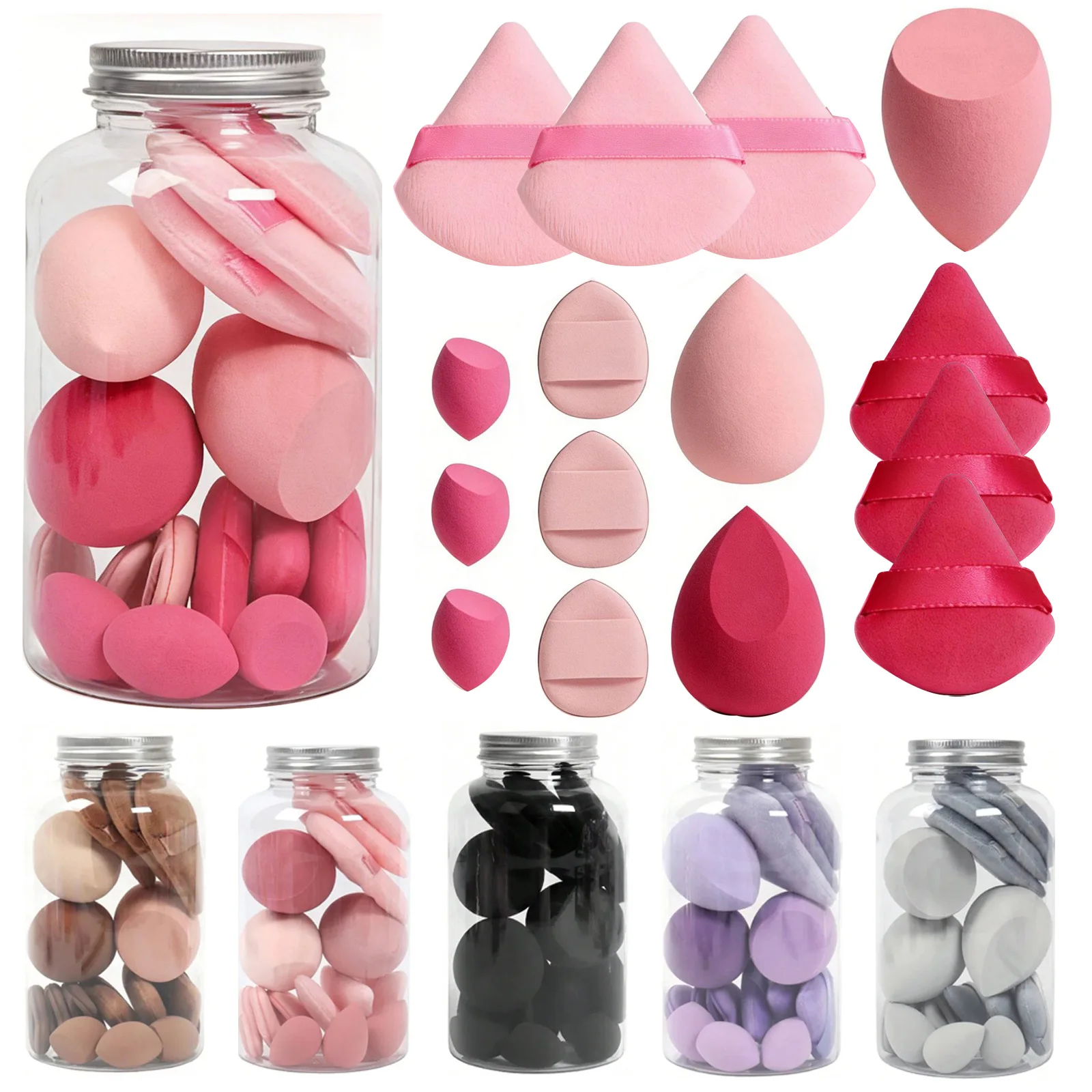 15 Pcs Makeup Sponge Set, Beauty Sponges Blender Mini Make up for Liquid,Powder,Concealer,Foundation，Facial Makeup Tools