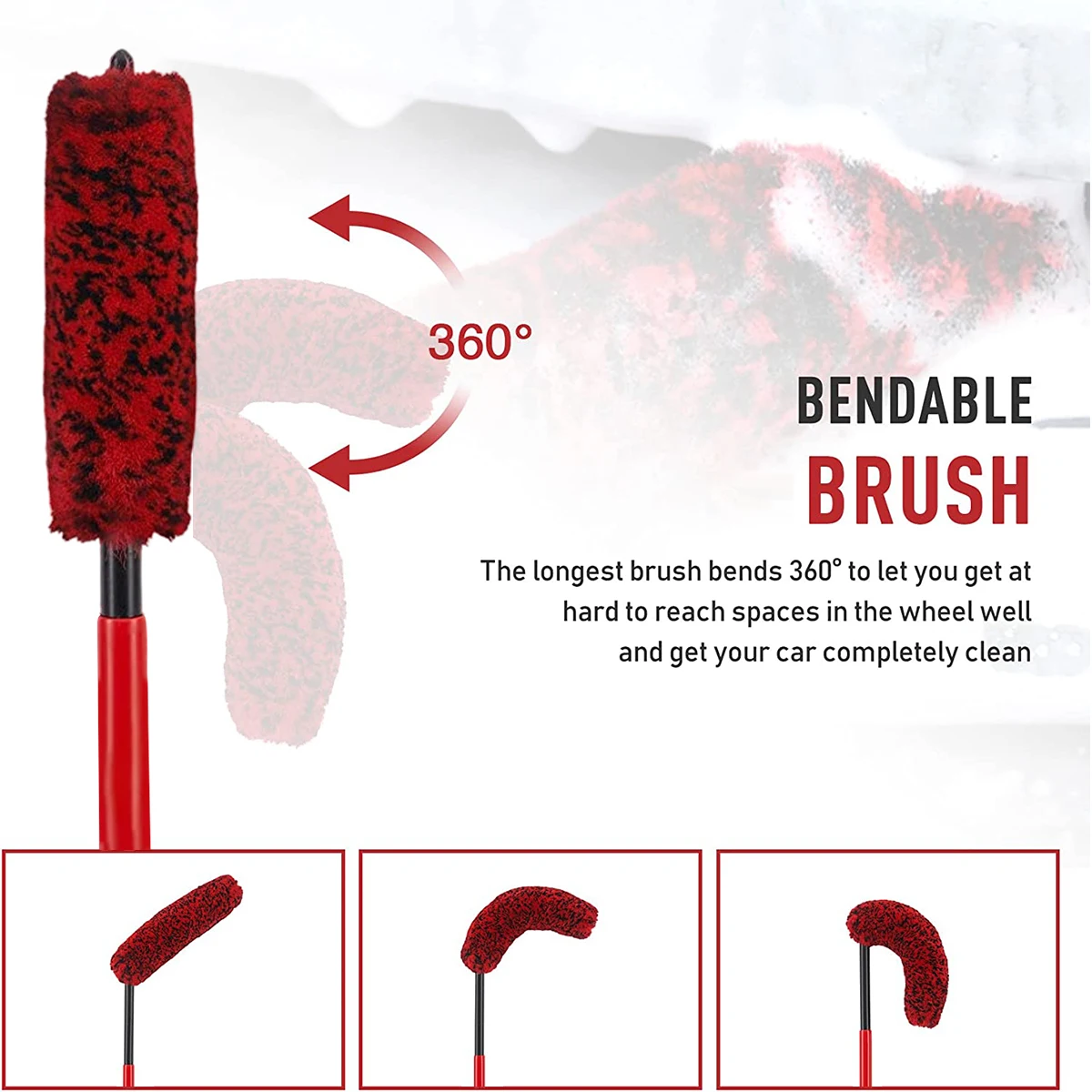 Car Wheel Cleaning Brush Nylon Auto Wheel Rim Detailing Brush Long Handle Bendable Cleaning Duster Brush Car Care Clean Tool