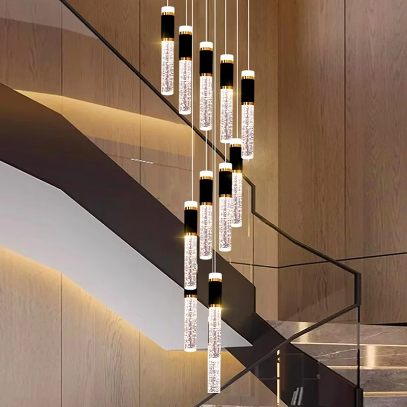 Minimalist Long strip LED chandelier Ceiling light Luxury Duplex living room decoration Indoor lighting Café bar