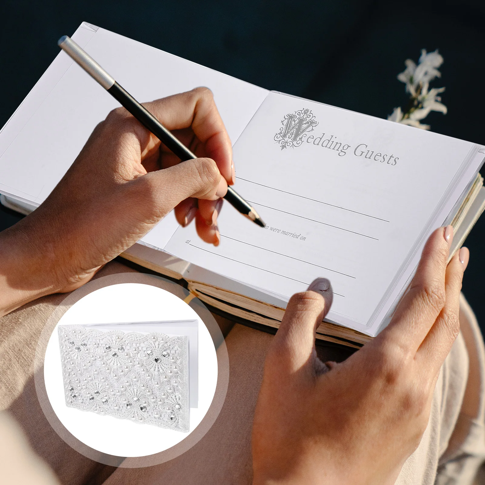 

Wedding Guest Book Rhinestone Pearl Signature Album Party Sign In Book For Wedding Reception Banquet Shower Event Bridal