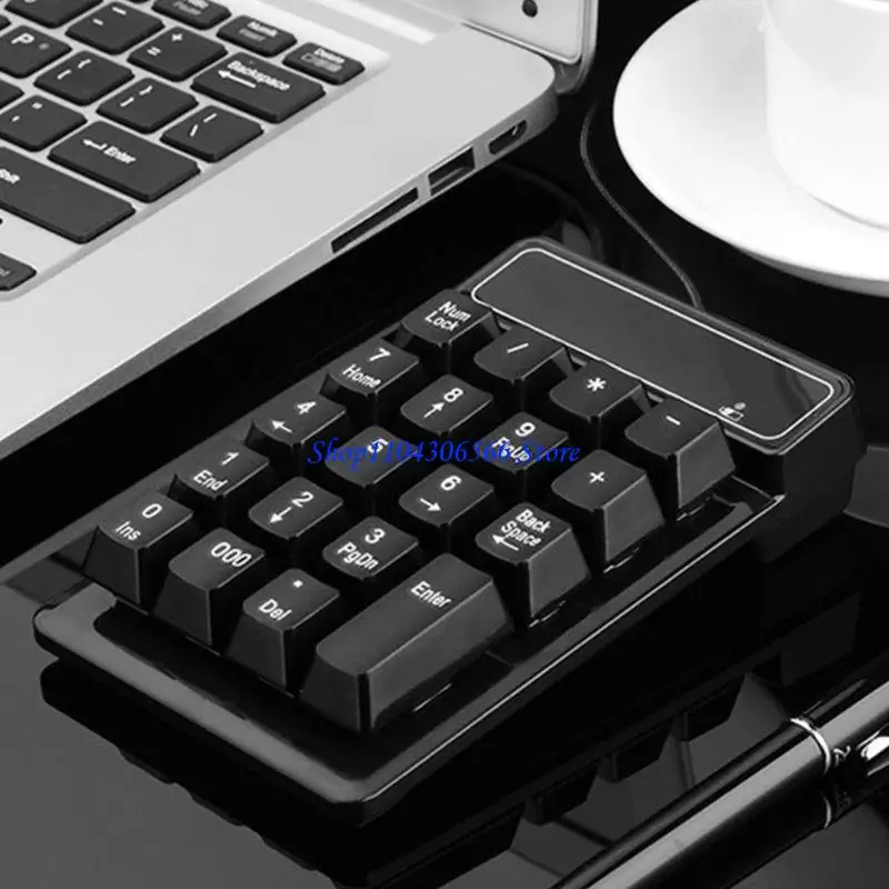 02DD USB Numeric Keypad Full Size 19 for Key Portable Mini Number Pad for Laptop Desktop Computer Big Print Letters