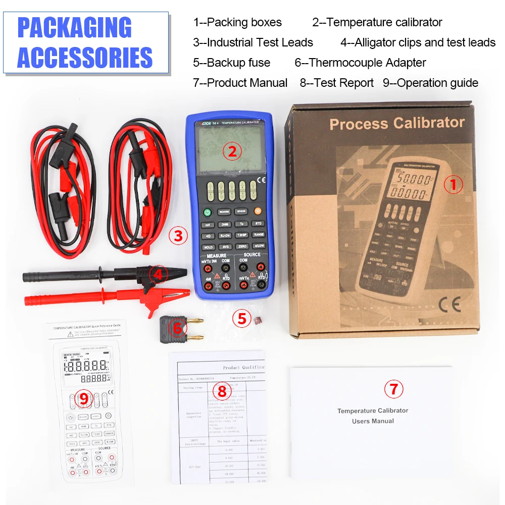 Imagem -06 - Calibrador de Temperatura Victor 14 Plus Termômetro Termopar Fonte de Medida tc Rtd Ohm Backlight Contact pc Wave-filter Function High Accuracy