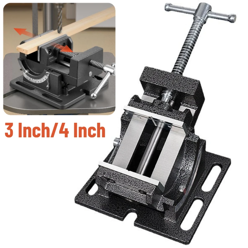 Tilting Vise 3 Inch/4 Inch Jaw Width Portable Drill Press Bench Vise 0–90° Adjustable Workbench for Woodworking Drill Presses
