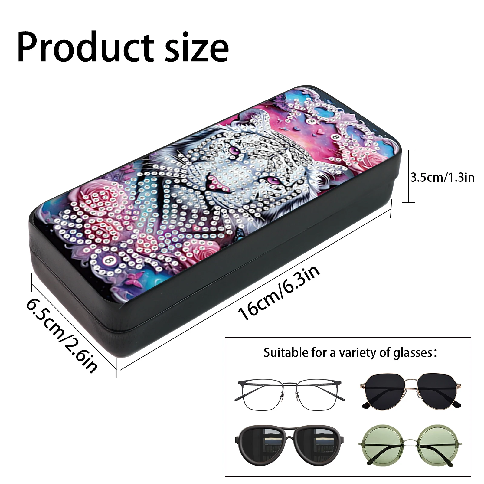 Diamond Art Painting Eye Glass Case Art kits for Adults,DIY white tiger Handmade Diamond Art Glasses Case Art Craft Travel Gifts