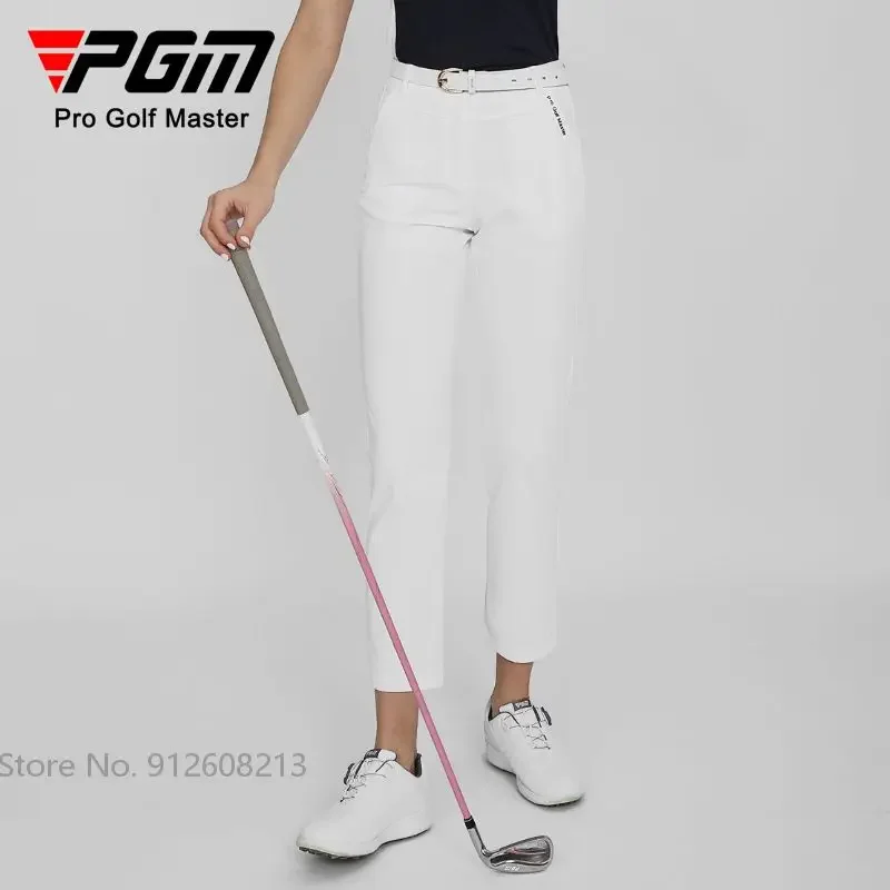 PGM Women Waterproof Golf Cropped Pants Ladies High Waist Elastic Golf Trousers Fast Dry Sweatpants Ankle Length Pants XS-XL