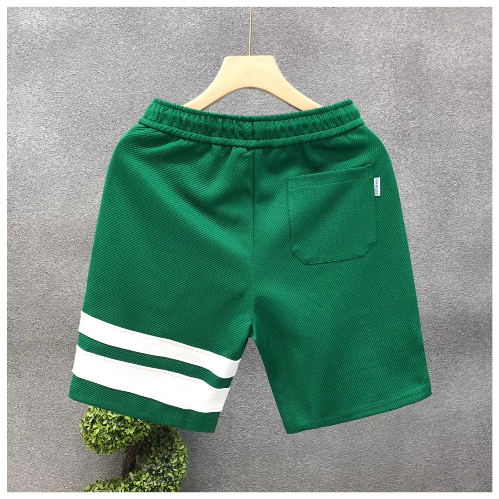 High Quality Men's Shorts Summer American Fashion Green Short Pants Harajuku High Street Men's Clothing Casual Streetwear 2024