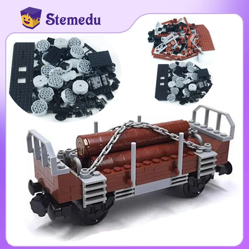 MOC bouwstenen Trein auto Spoorweg Container zware goederentrein Hout Hoge Rail Jongen DIY Monteren speelgoed Bricks Model 2878