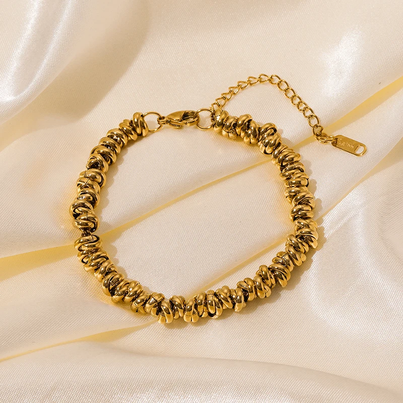 GANPUP 316L Edelstahl Metall Gold Farbe Dicken Armreif Für Frauen Wasserdicht Schmuck Aussage Handgelenk Kette Mädchen Geschenk – Detail 10